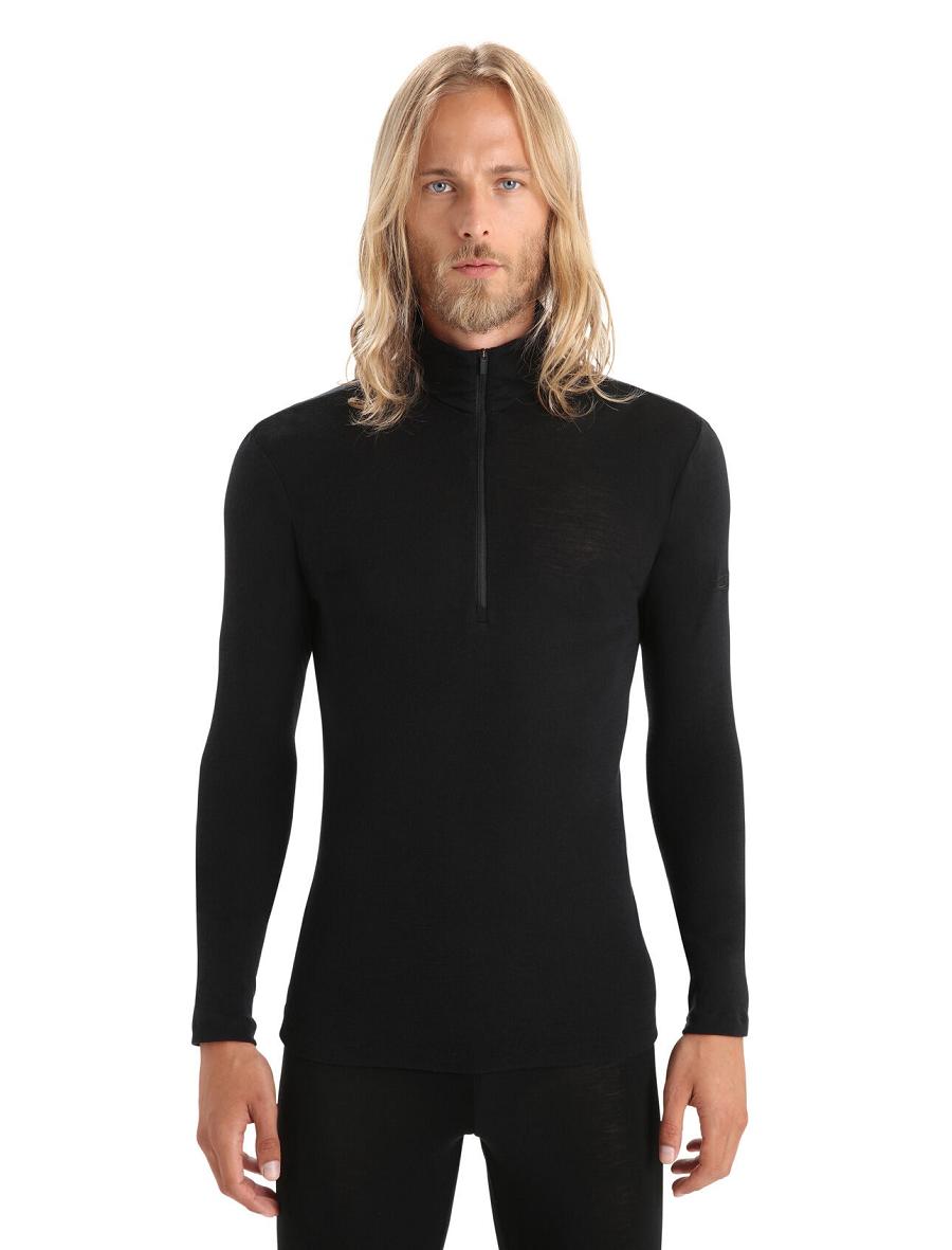 Icebreaker Merino 175 Everyday Long Sleeve Half Zip Thermal Top Miesten Base Layers Mustat | FI 1371VRWD